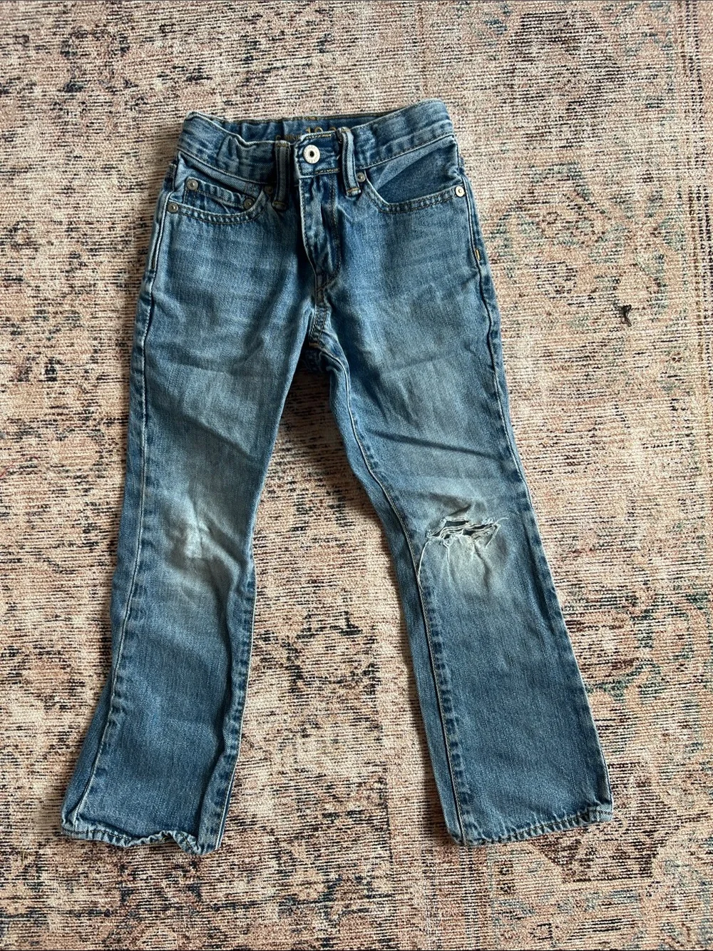 GAP Kids Boys Blue Bootcut Jeans with Knee Rip size 6 Slim